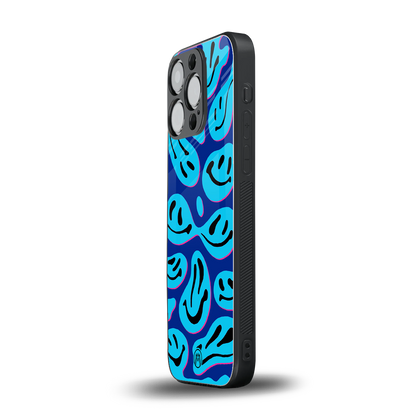 acid smiles blueberry edition back phone cover | glass case for iphone 13 pro
