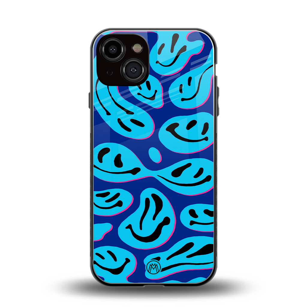acid smiles blueberry edition back phone cover | glass case for iphone 13