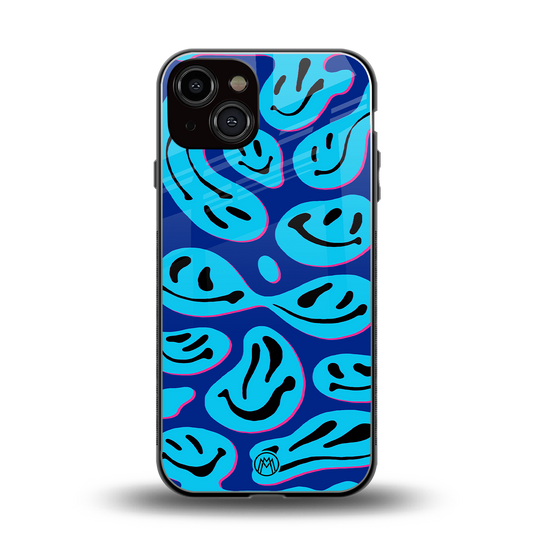 acid smiles blueberry edition back phone cover | glass case for iphone 13