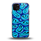 acid smiles blueberry edition back phone cover | glass case for iphone 15 plus