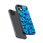 acid smiles blueberry edition back phone cover | glass case for iphone 14 plus