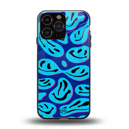 acid smiles blueberry edition back phone cover | glass case for iphone 15 pro max