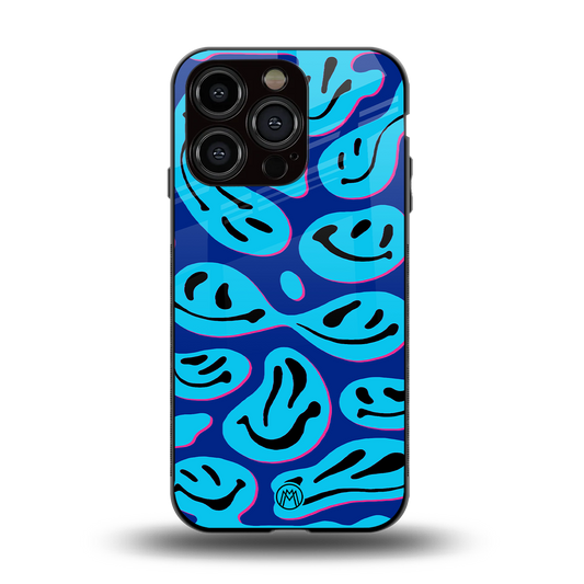 acid smiles blueberry edition back phone cover | glass case for iphone 15 pro