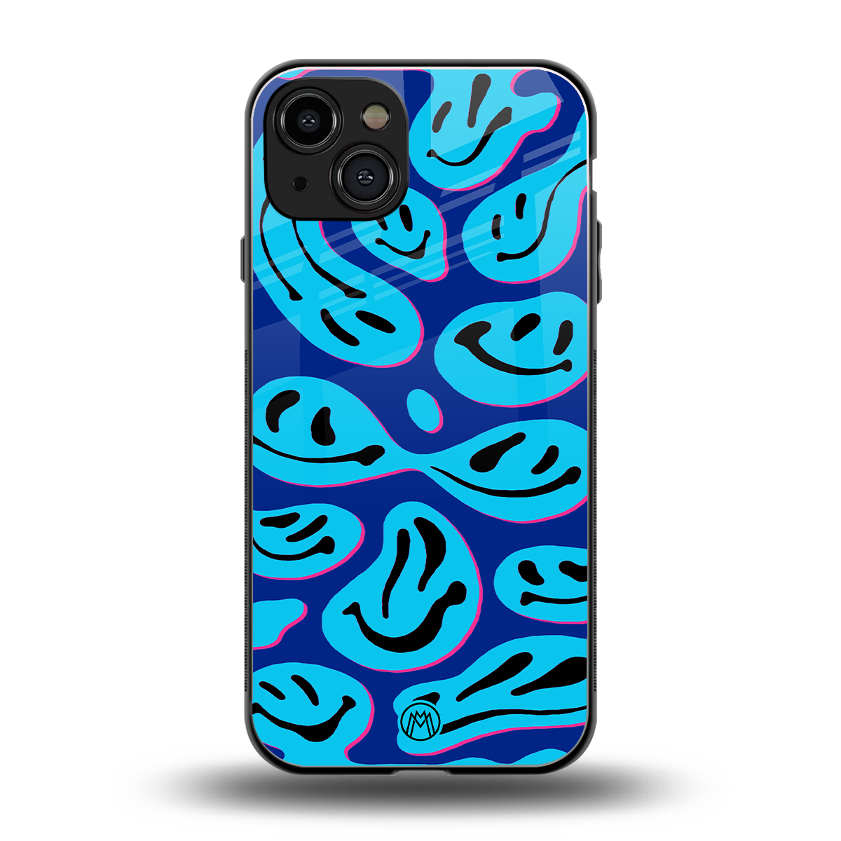 acid smiles blueberry edition back phone cover | glass case for iphone 15