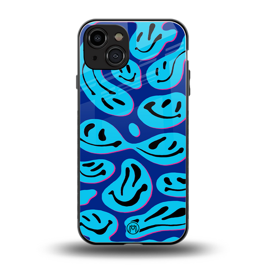 acid smiles blueberry edition back phone cover | glass case for iphone 15