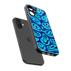 acid smiles blueberry edition back phone cover | glass case for iphone 16 plus