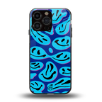 acid smiles blueberry edition back phone cover | glass case for iphone 16 pro max