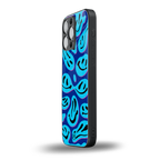 acid smiles blueberry edition back phone cover | glass case for iphone 16 pro max