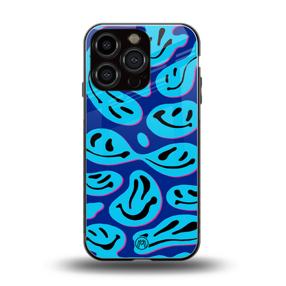 acid smiles blueberry edition back phone cover | glass case for iphone 16 pro