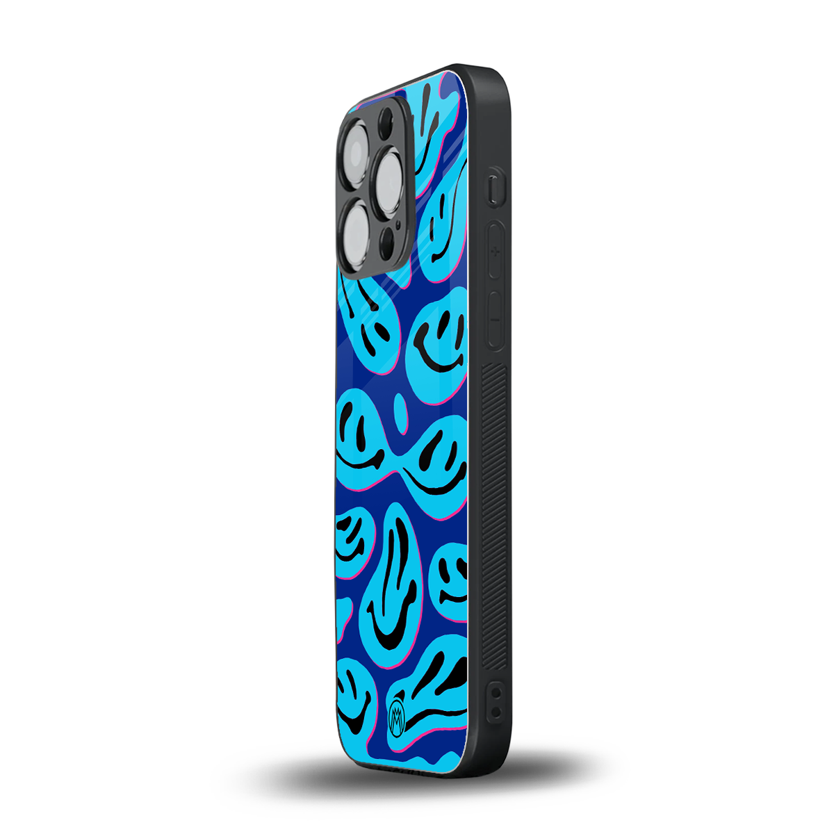 acid smiles blueberry edition back phone cover | glass case for iphone 16 pro