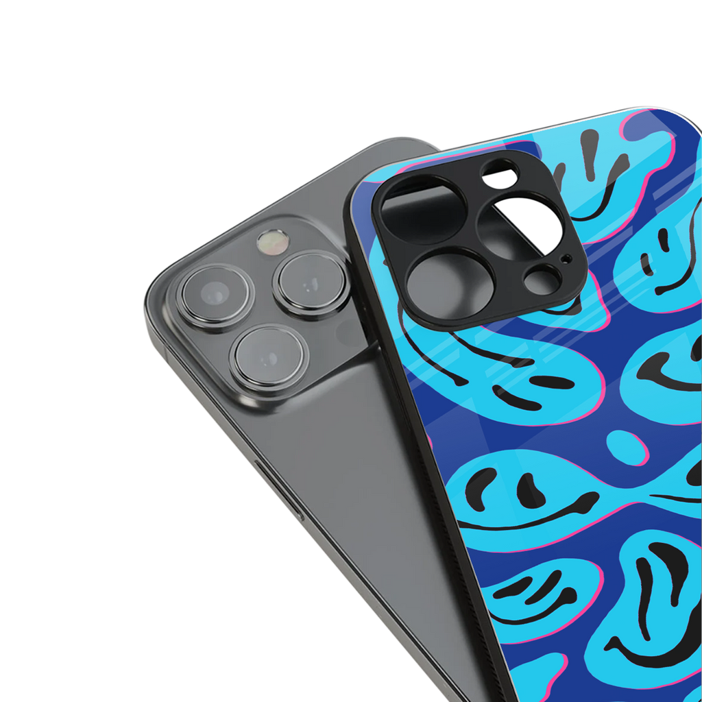 acid smiles blueberry edition back phone cover | glass case for iphone 16