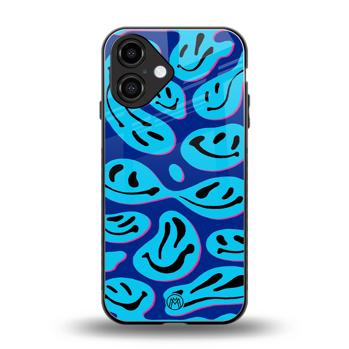 acid smiles blueberry edition back phone cover | glass case for iphone 16