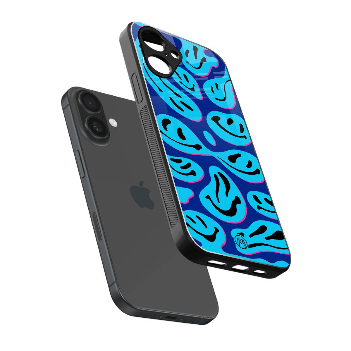 acid smiles blueberry edition back phone cover | glass case for iphone 16