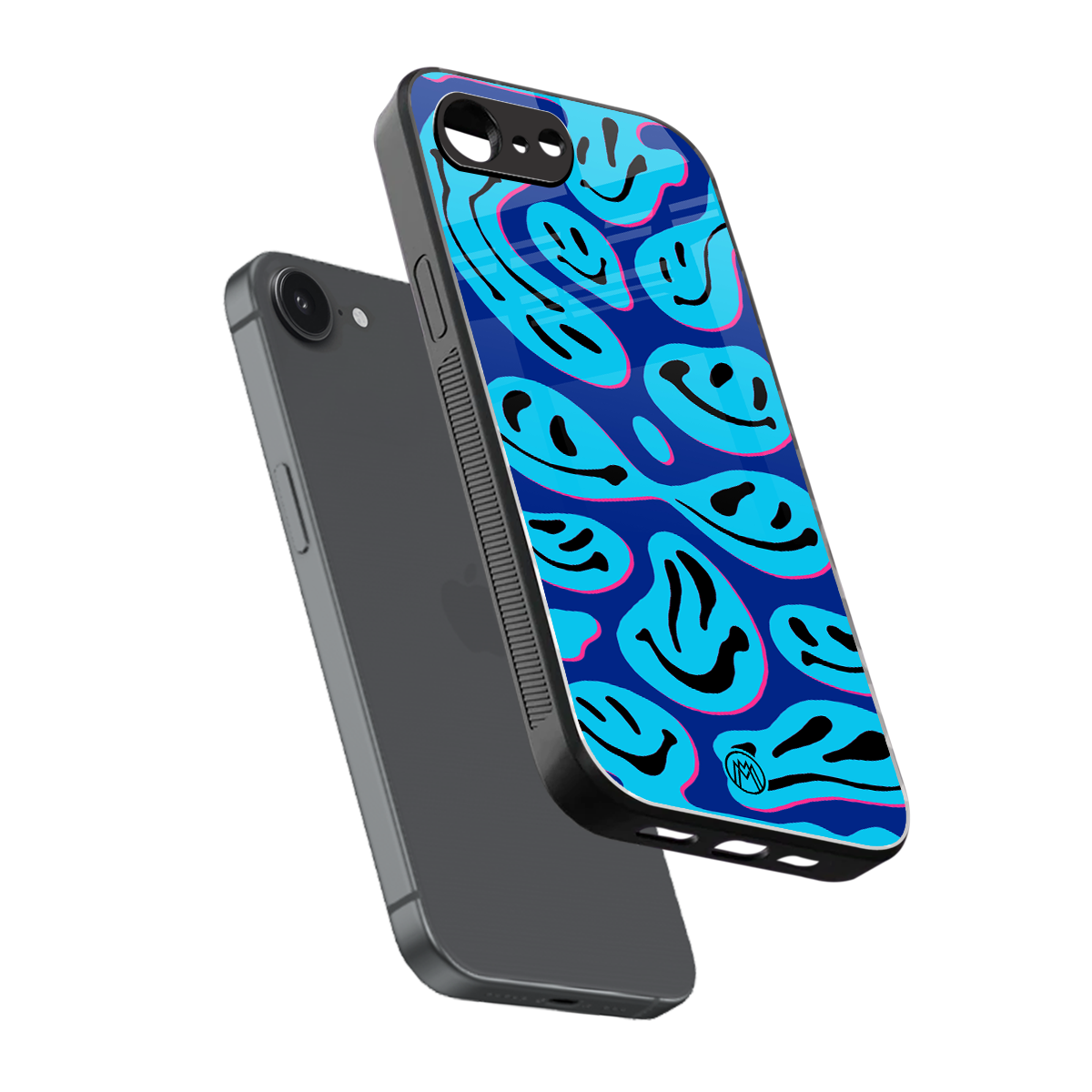 acid smiles blueberry edition back phone cover | glass case for iphone 16e
