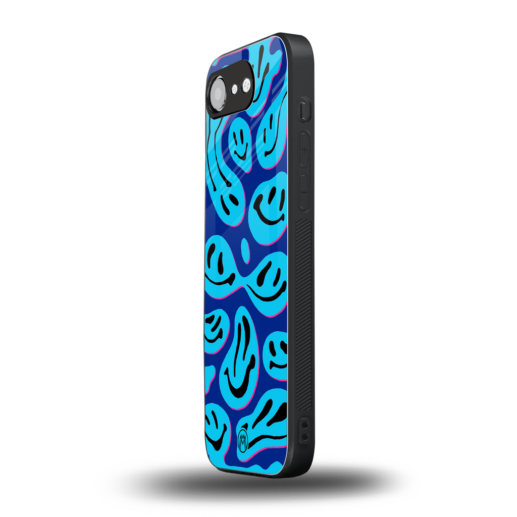 acid smiles blueberry edition back phone cover | glass case for iphone 16e