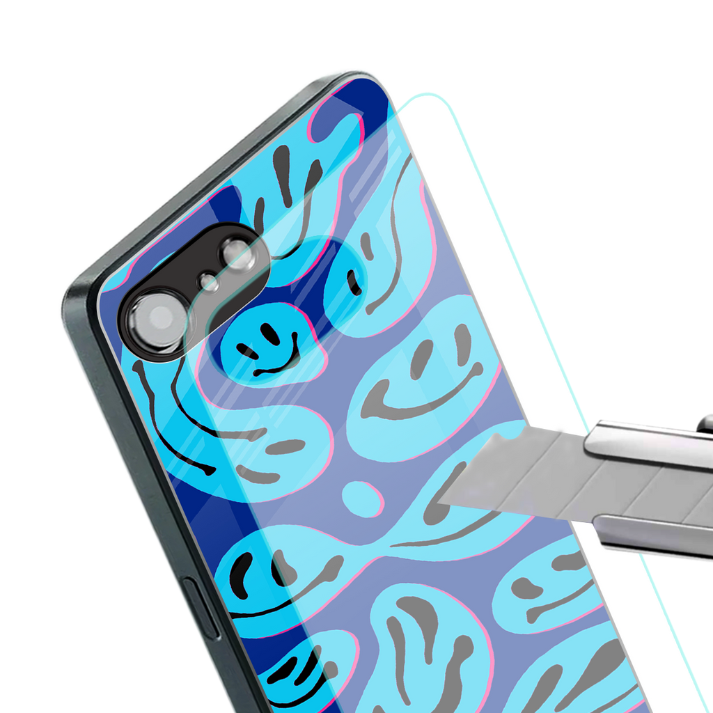 acid smiles blueberry edition back phone cover | glass case for iphone 16e