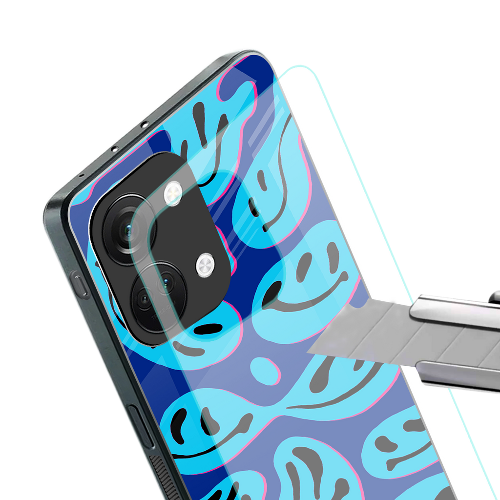 acid smiles blueberry edition back phone cover | glass case for oneplus nord 3