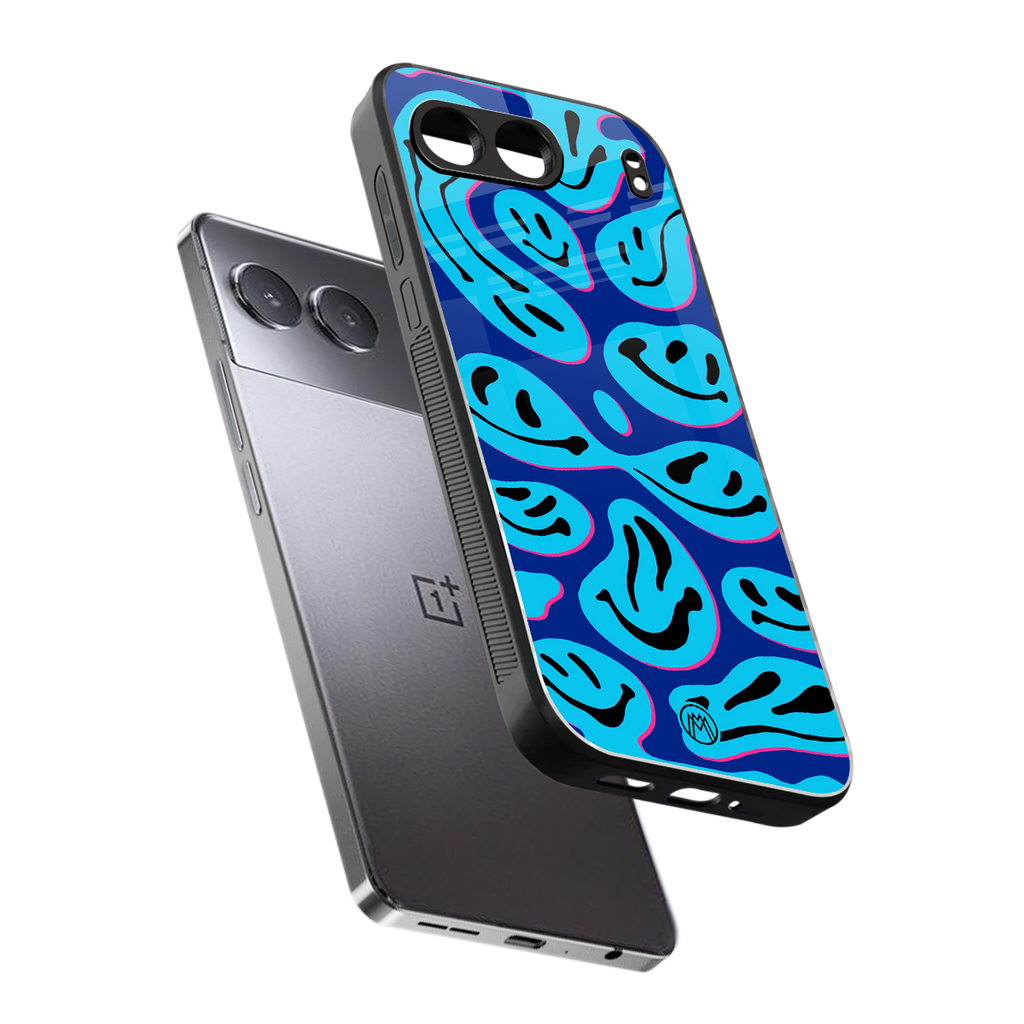 acid smiles blueberry edition back phone cover | glass case for oneplus nord 4