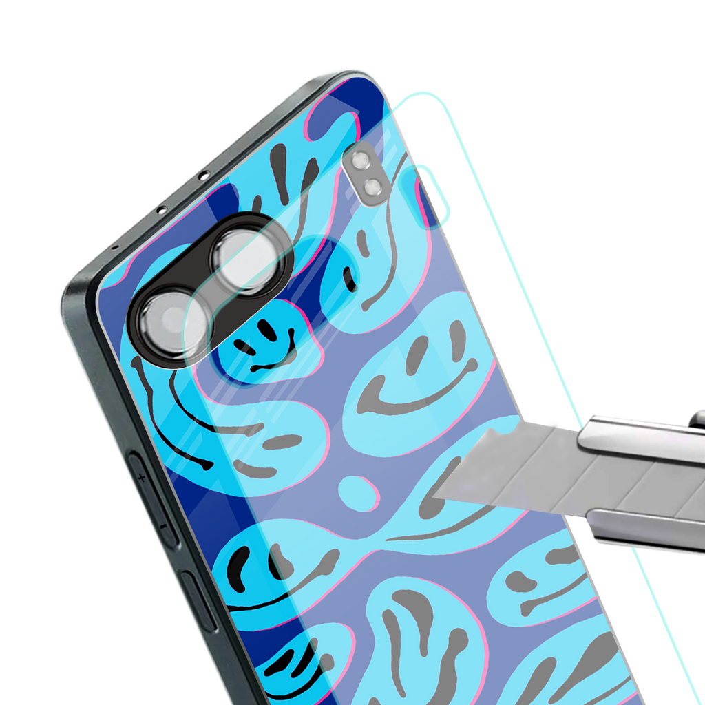 acid smiles blueberry edition back phone cover | glass case for oneplus nord 4