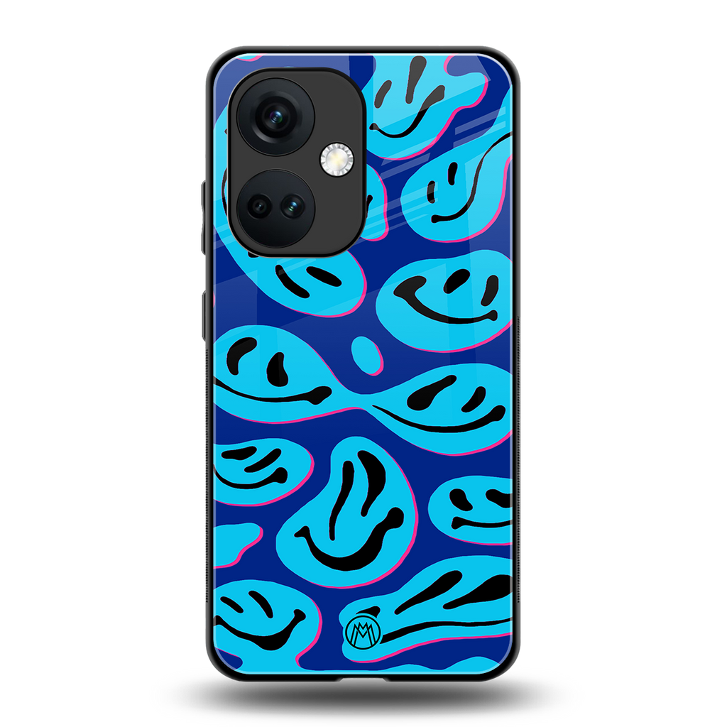 acid smiles blueberry edition back phone cover | glass case for oneplus nord ce 3