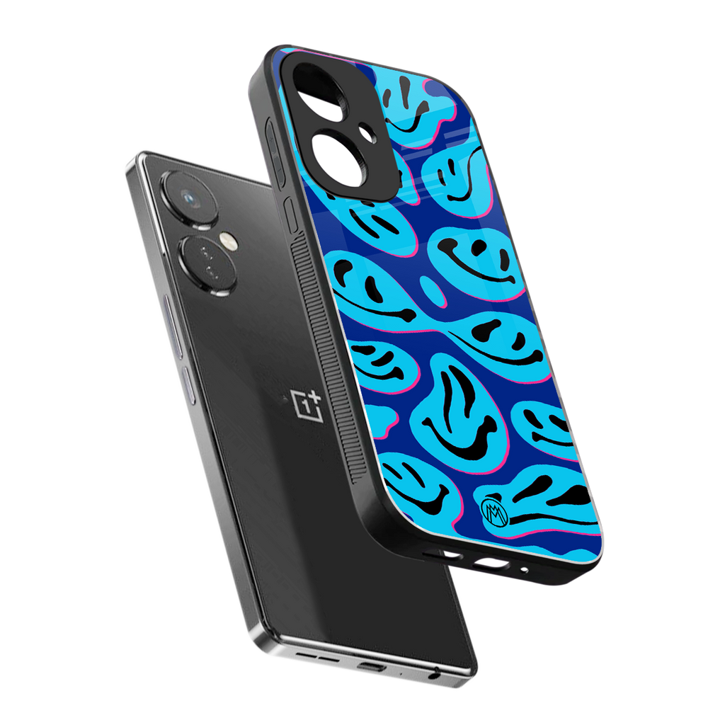 acid smiles blueberry edition back phone cover | glass case for oneplus nord ce 3