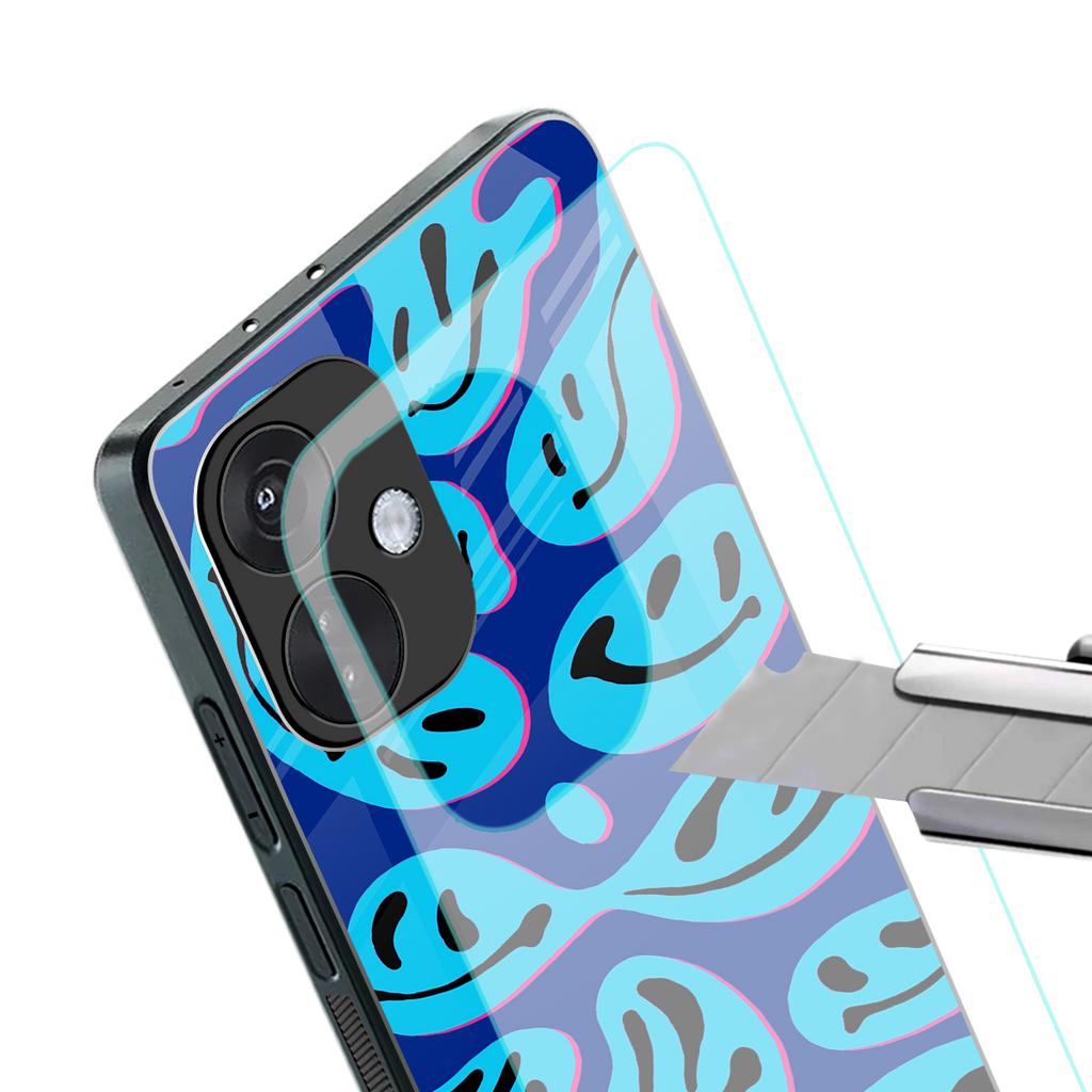 acid smiles blueberry edition back phone cover | glass case for oneplus nord ce 3