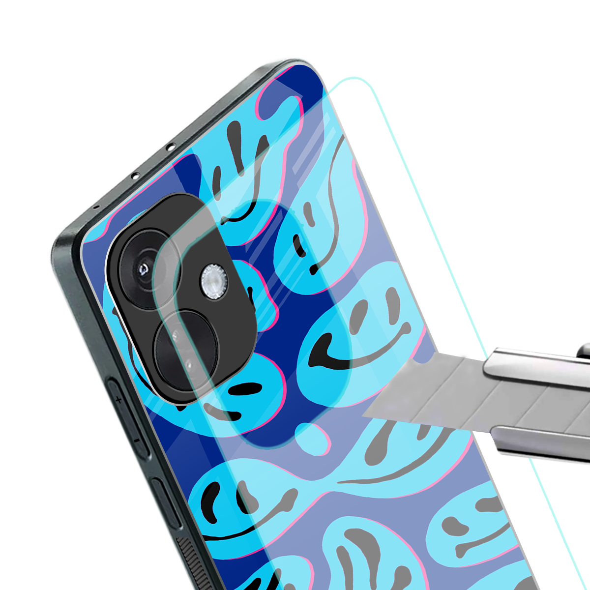 acid smiles blueberry edition back phone cover | glass case for oneplus nord ce 3