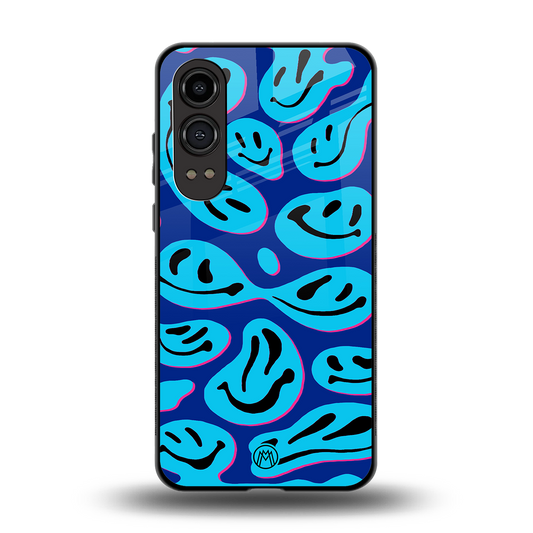 acid smiles blueberry edition back phone cover | glass case for oneplus nord ce 4 lite