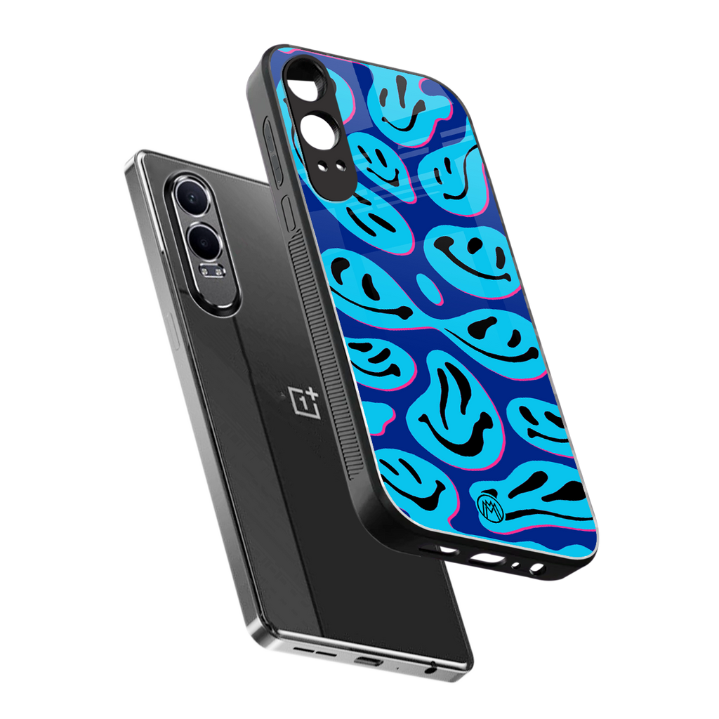 acid smiles blueberry edition back phone cover | glass case for oneplus nord ce 4 lite