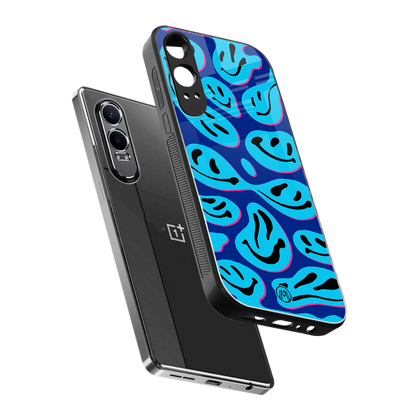 acid smiles blueberry edition back phone cover | glass case for oneplus nord ce 4 lite