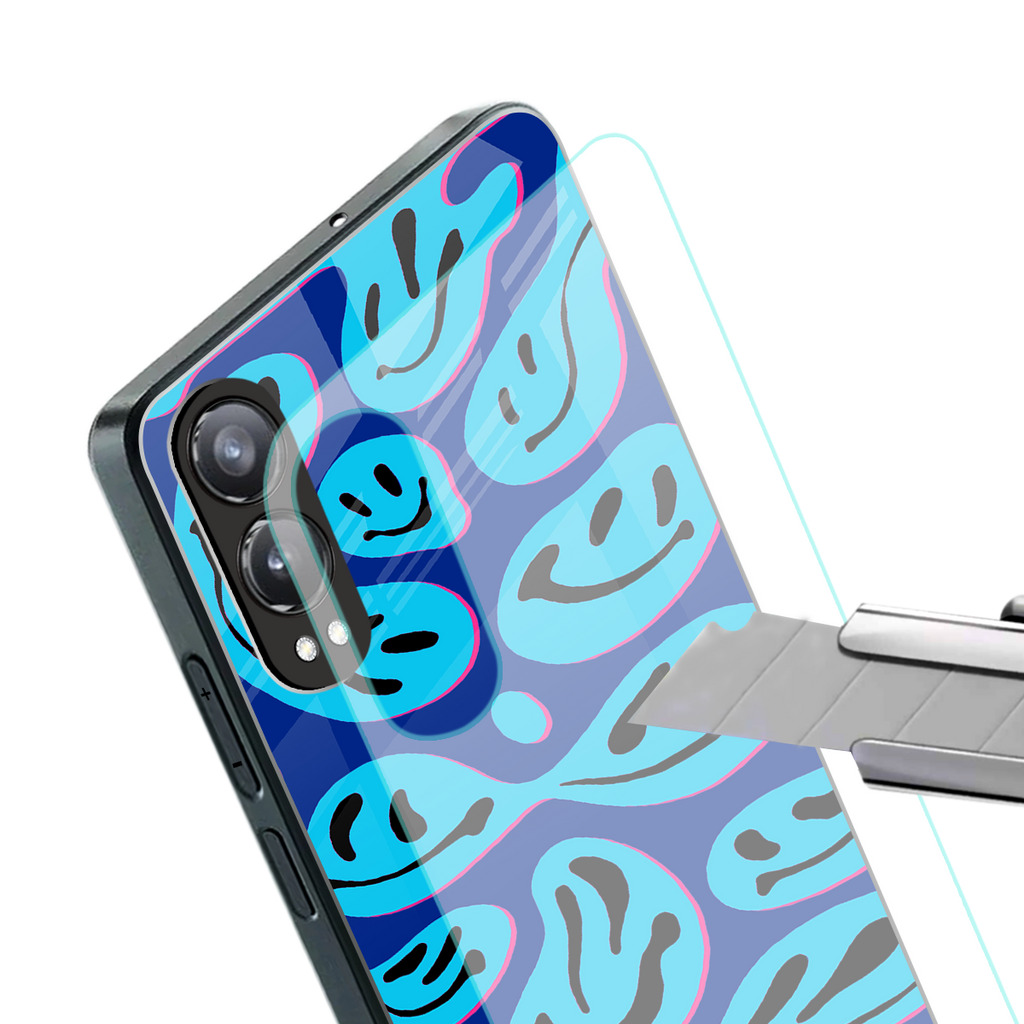 acid smiles blueberry edition back phone cover | glass case for oneplus nord ce 4 lite