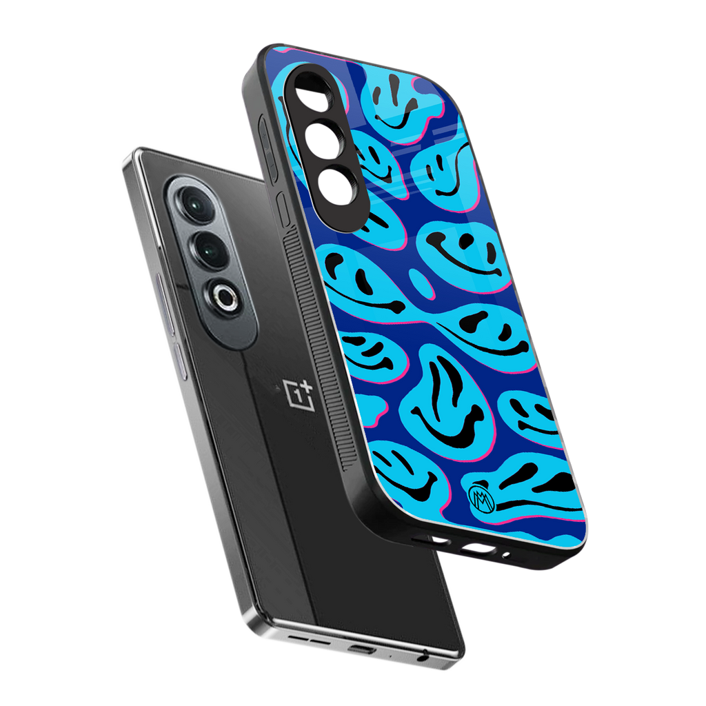 acid smiles blueberry edition back phone cover | glass case for oneplus nord ce 4