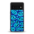 acid smiles blueberry edition back phone cover | glass case for google pixel 6 pro