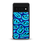 acid smiles blueberry edition back phone cover | glass case for google pixel 6 pro
