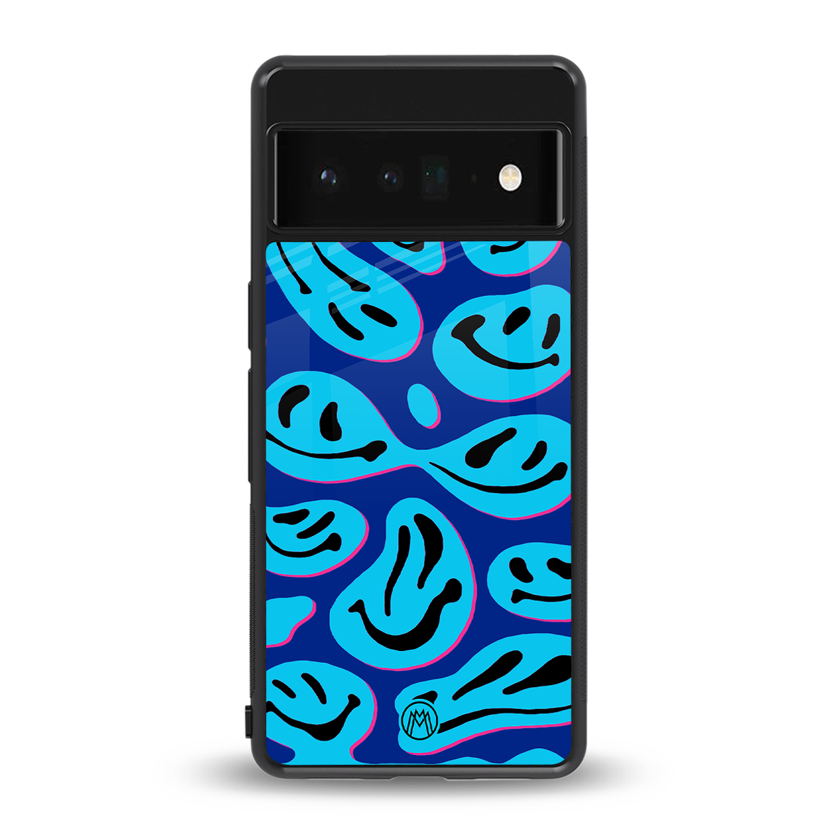 acid smiles blueberry edition back phone cover | glass case for google pixel 6 pro