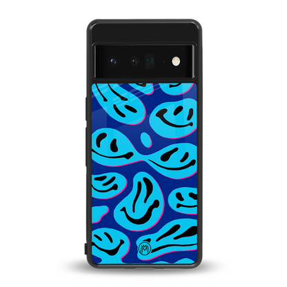 acid smiles blueberry edition back phone cover | glass case for google pixel 6 pro