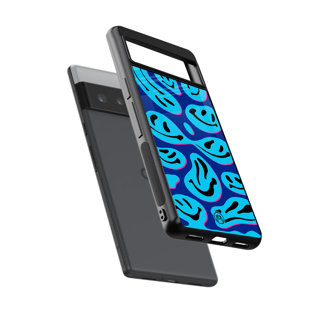 acid smiles blueberry edition back phone cover | glass case for google pixel 6 pro
