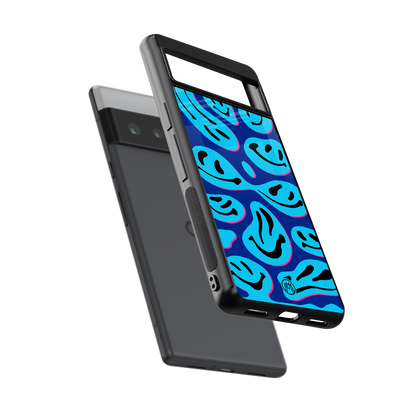 acid smiles blueberry edition back phone cover | glass case for google pixel 6 pro