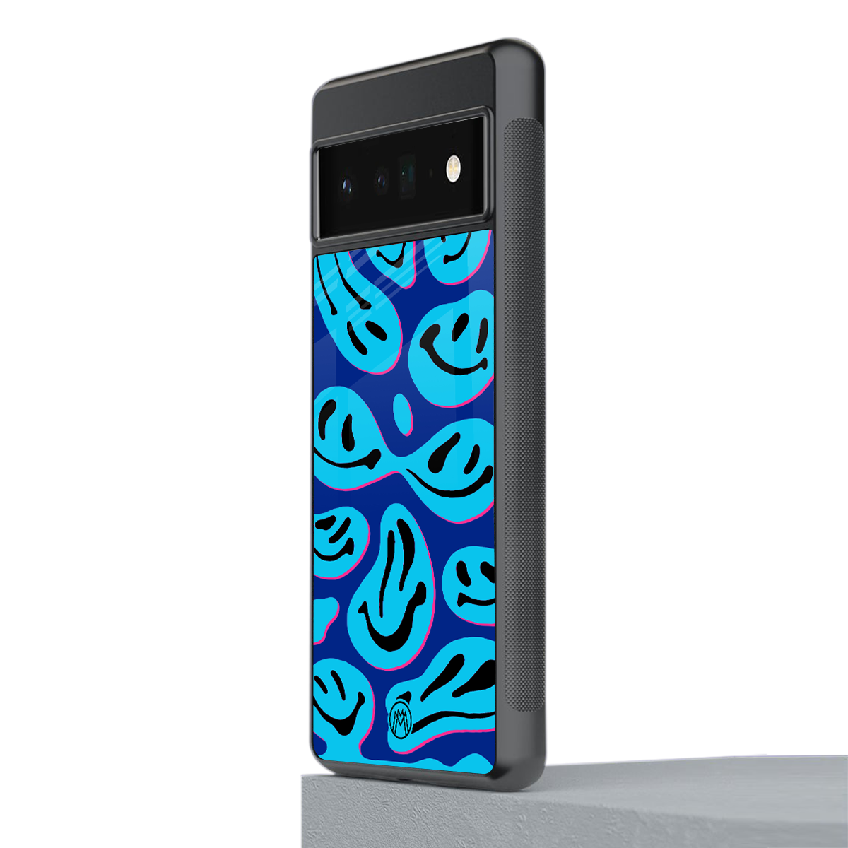 acid smiles blueberry edition back phone cover | glass case for google pixel 6 pro