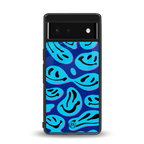 acid smiles blueberry edition back phone cover | glass case for google pixel 6