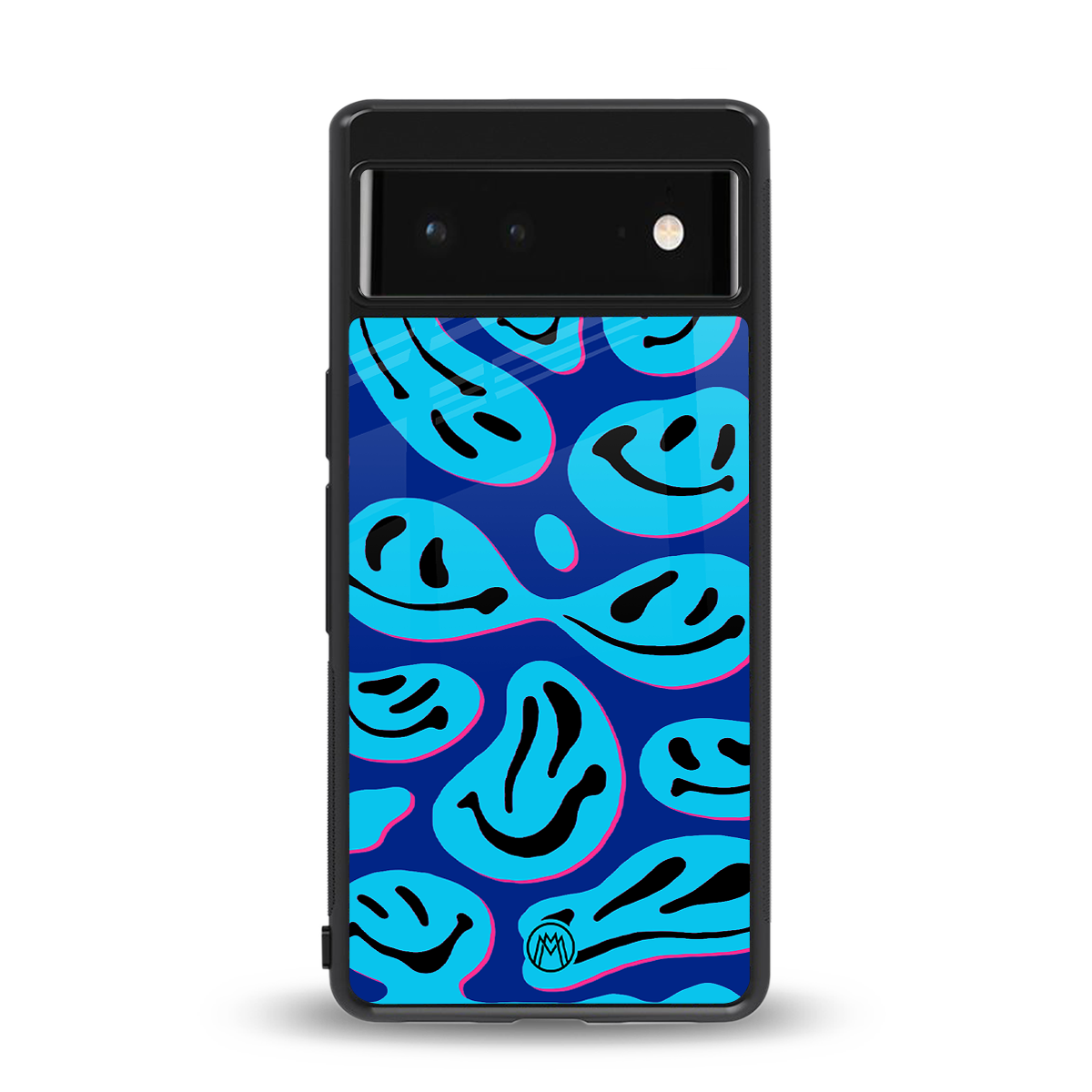 acid smiles blueberry edition back phone cover | glass case for google pixel 6