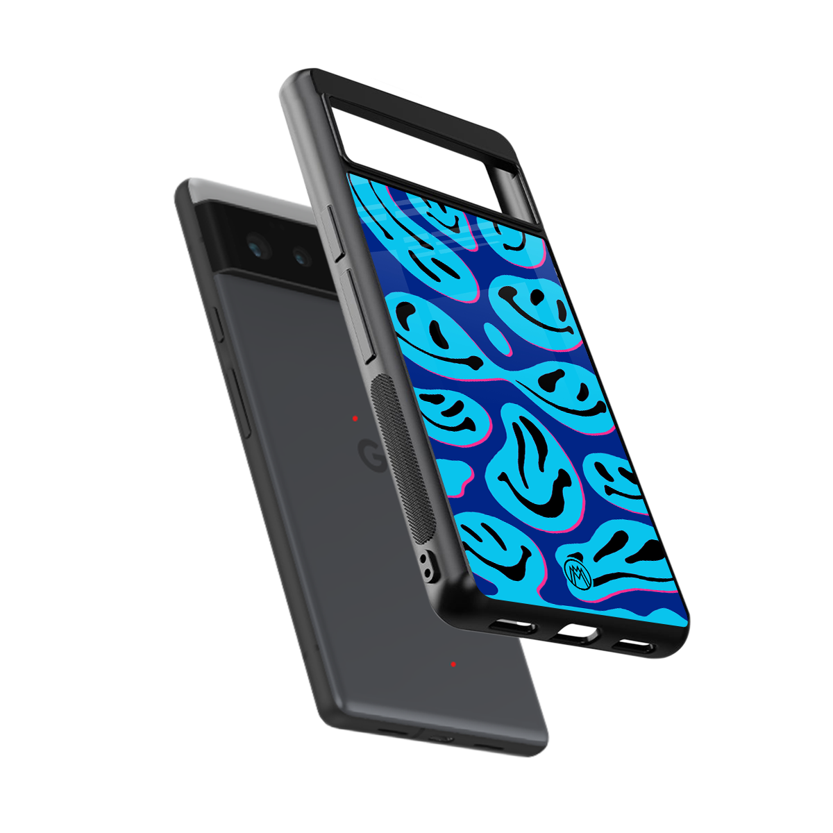 acid smiles blueberry edition back phone cover | glass case for google pixel 6
