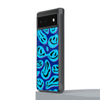 acid smiles blueberry edition back phone cover | glass case for google pixel 6
