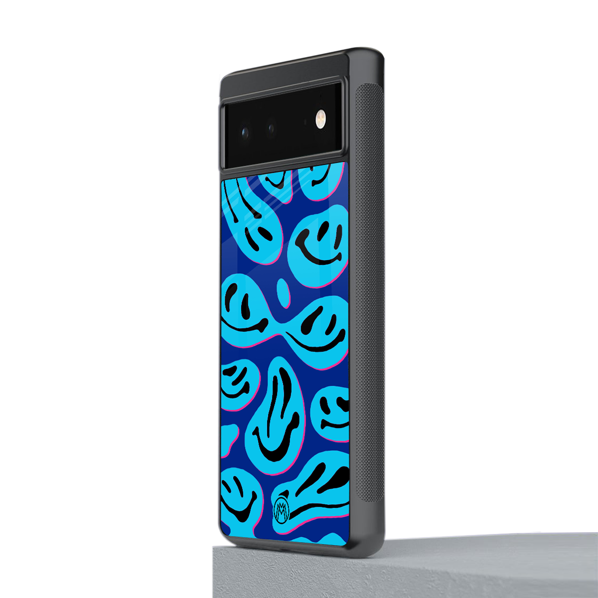 acid smiles blueberry edition back phone cover | glass case for google pixel 6