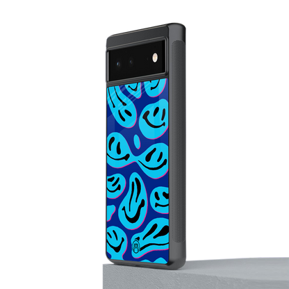 acid smiles blueberry edition back phone cover | glass case for Google Pixel 6A