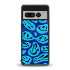 acid smiles blueberry edition back phone cover | glass case for google pixel 7 pro