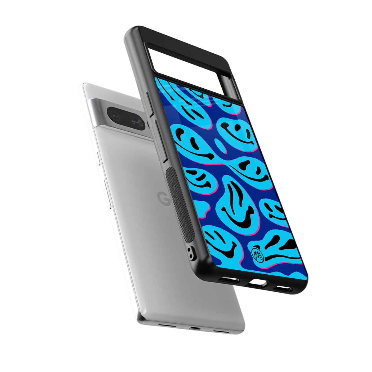 acid smiles blueberry edition back phone cover | glass case for google pixel 7 pro