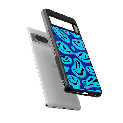 acid smiles blueberry edition back phone cover | glass case for google pixel 7 pro