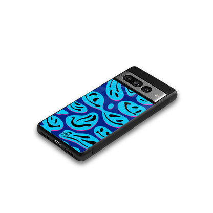 acid smiles blueberry edition back phone cover | glass case for google pixel 7 pro