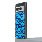 acid smiles blueberry edition back phone cover | glass case for google pixel 7 pro